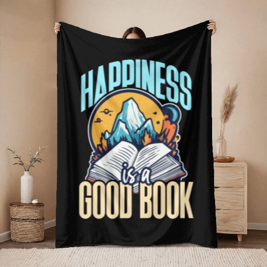 Literature Teacher Happiness Is A Good Book Reader Throw Blankets