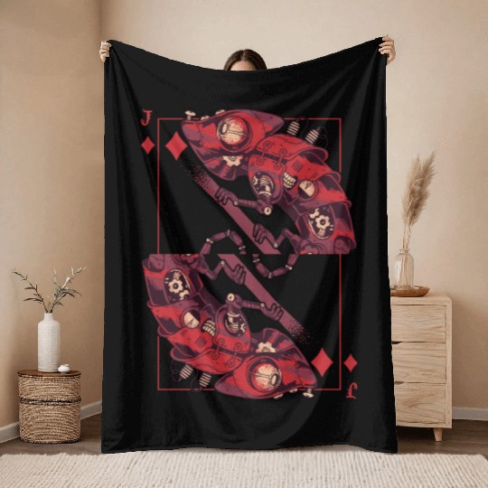Chameleon steampunk card game Karo Jack Throw Blankets