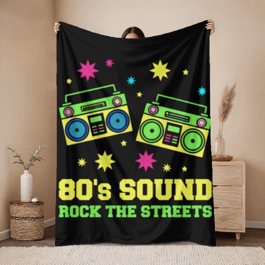 80s Boomboxes Rock the Streets Throw Blankets