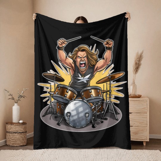 Epic Thunderous Drummer: Unleash Your Rock Star Throw Blankets