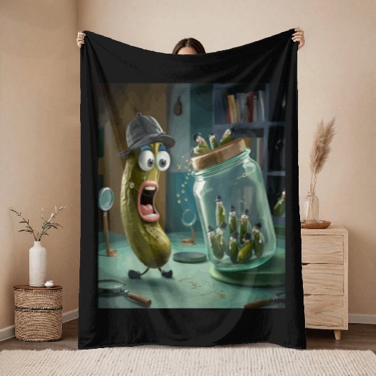 Funny Pickle Surprise Cucumber Pickles Throw Blankets