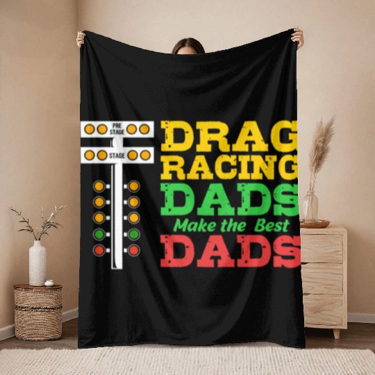 Fathers Day Racing Car Lover Drag Racing Dad Throw Blankets