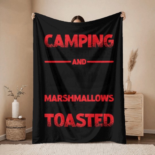 Camping Where Friends and Marshmallows Toast 2 Throw Blankets
