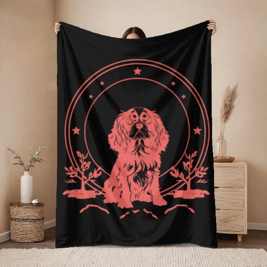 Cavalier King Charles Spaniel Celestial Tarot Card Throw Blankets
