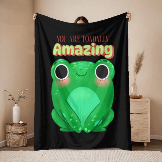 Toad with funny quote Throw Blankets