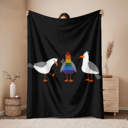 Seagull LGBT Gay Lesbian Rainbow Flagge Throw Blankets