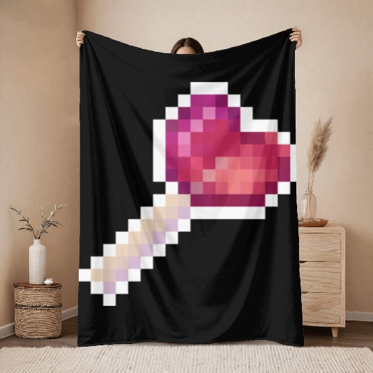 Pixel Art Sprite Cute Heart Lollipop Throw Blankets