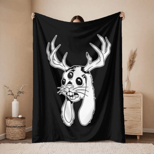 Believe Jackalope Jackrabbit Lovers Throw Blankets