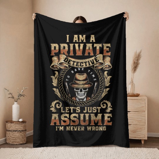 Private Detective Investigator Crime Agent Throw Blankets