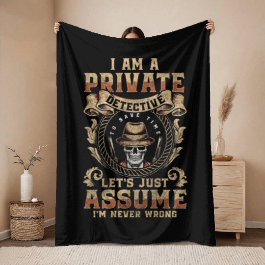 Private Detective Investigator Crime Agent Throw Blankets