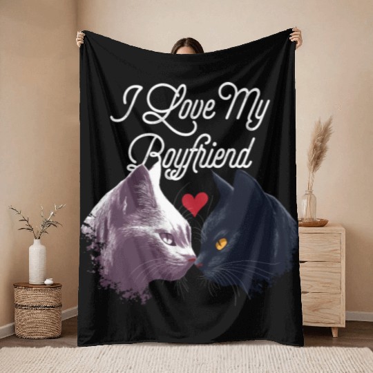 I Love My Boyfriend Funny Valentines Day Humor Throw Blankets