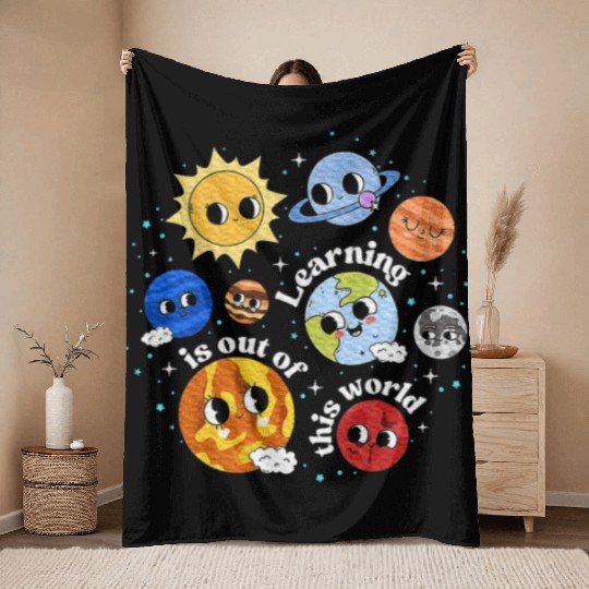 Solar System Learning Science Teacher Throw Blankets