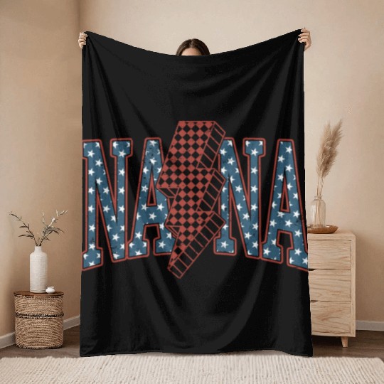 Nana 4th Of July Throw Blankets