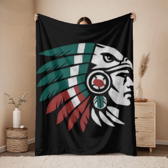 Aztec Warrior Indigenous Mexican Aztec Jaguar Throw Blankets