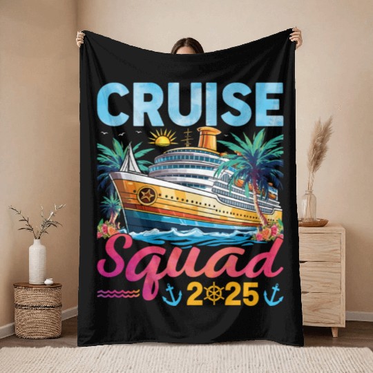 Cruise Squad 2025 Family Group Matching Cruise Throw Blankets