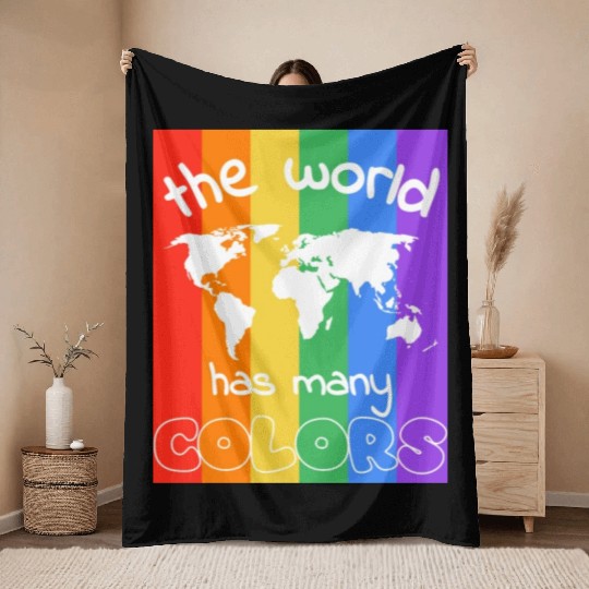 the world has many colors rainbow flag Throw Blankets