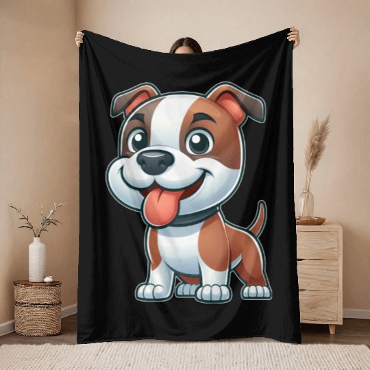 Cute dog pitbull American Staffordshire Terrier Throw Blankets