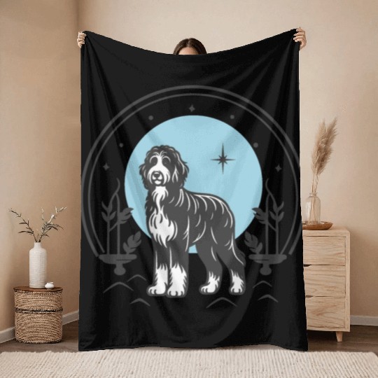 Bernedoodle Tarot Card Dog | Celestial and Starsee Throw Blankets