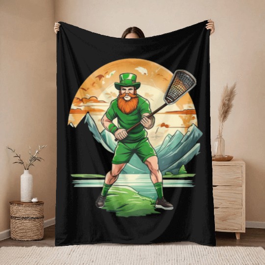 St. Patrick's Day Shamrock St Paddy's Day Lacrosse Throw Blankets