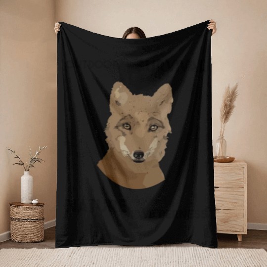 cute fox wilderness nature outdoor Throw Blankets
