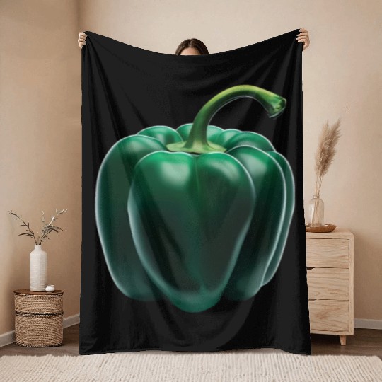 Green Bell Pepper Throw Blankets