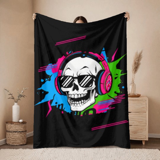 Rock Your Vibe: Urban Skull Throw Blankets with Edgy Style!