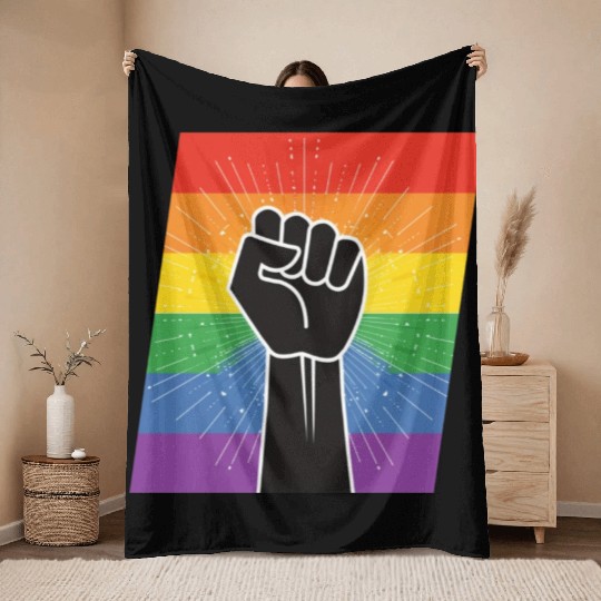 LGBTQ Rights Fist Throw Blankets