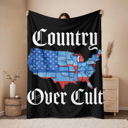 Country Over Cult Throw Blankets