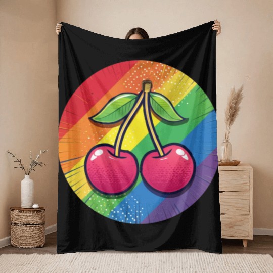 LGBTQ Cherry Throw Blankets
