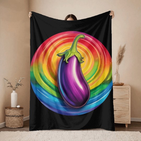 LGBTQ Eggplant Throw Blankets