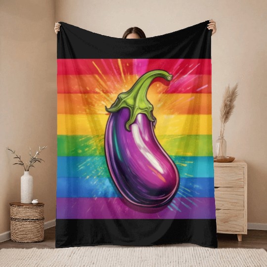 LGBTQ Eggplant Throw Blankets
