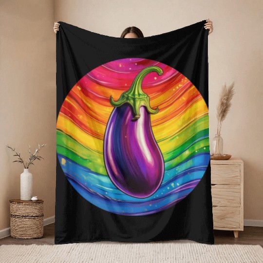 LGBTQ Eggplant Throw Blankets