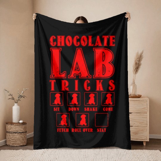 Brown Labrador CHOCOLATE LAB TRICKS Stubborn Throw Blankets