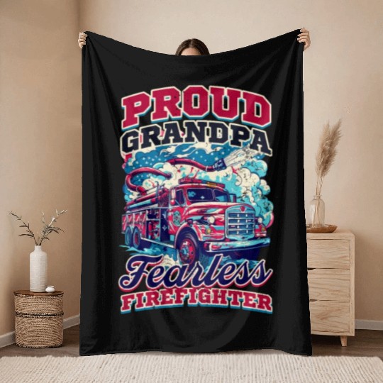 Firefighter Grandpa Fearless Firefighter Throw Blankets