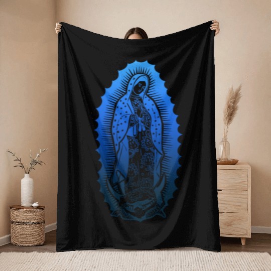 Virgin Mary jesus bible christian religion madona Throw Blankets