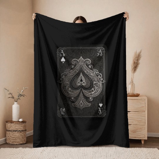 ace of spades Throw Blankets