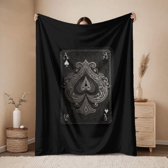 ace of spades Throw Blankets