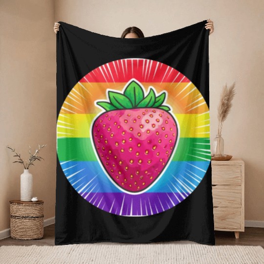 LGBTQ Strawberry Throw Blankets