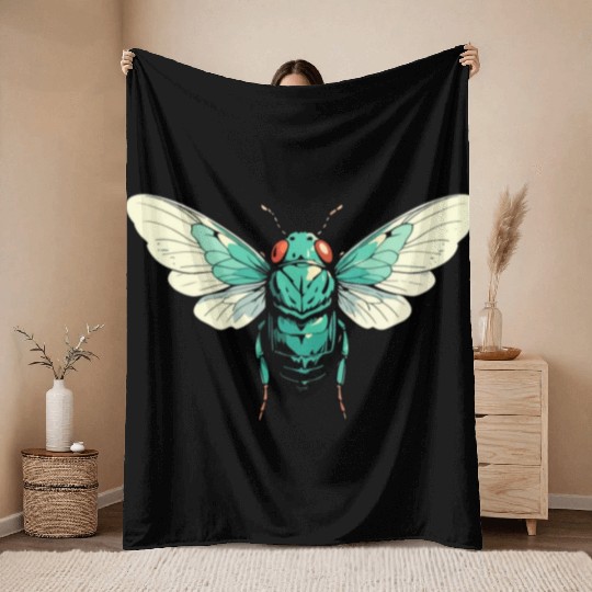 Cicada Insect Animal Lover Funny Design Throw Blankets