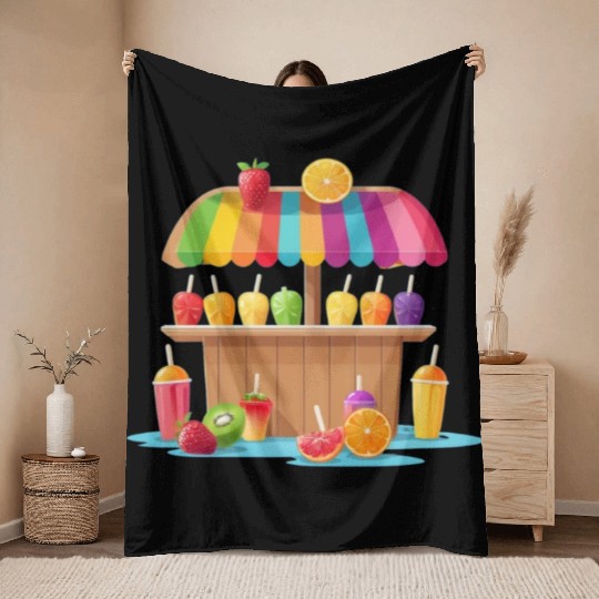 ice cream cart on the beach Throw Blankets