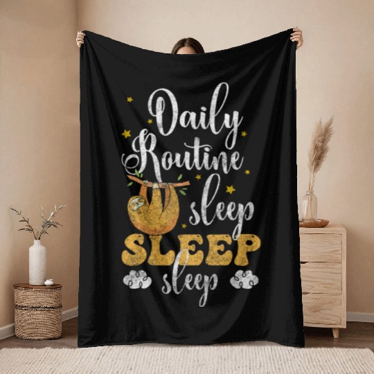 Sleepyhead Dream Grumpy In The Morning Sloth Throw Blankets