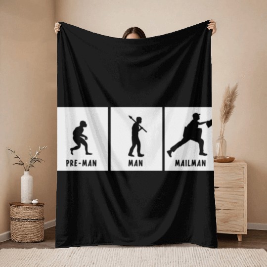 Humor Joke Hilarious about Postman Evolution Of Ma Throw Blankets