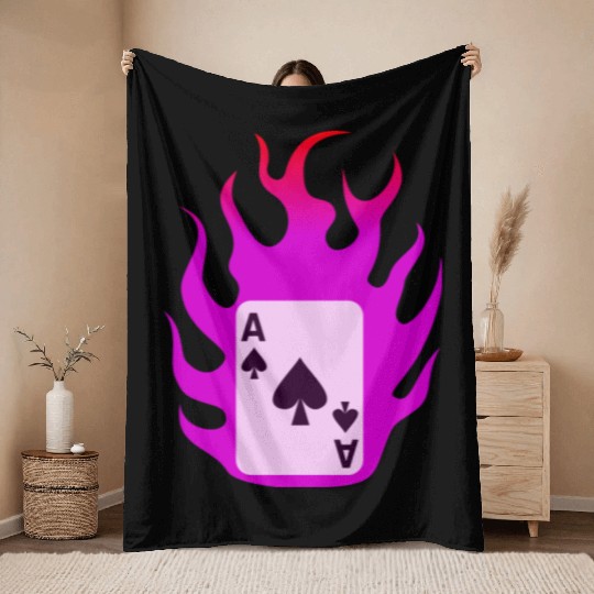 Flaming Card - X-men Throw Blankets