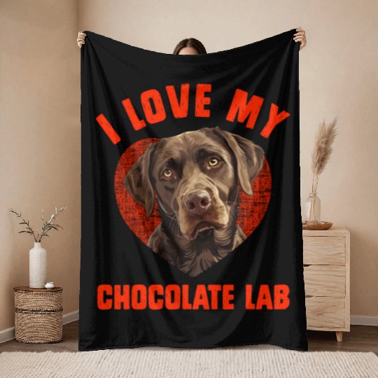 Brown Labrador I LOVE MY CHOCOLATE LAB Owners Throw Blankets