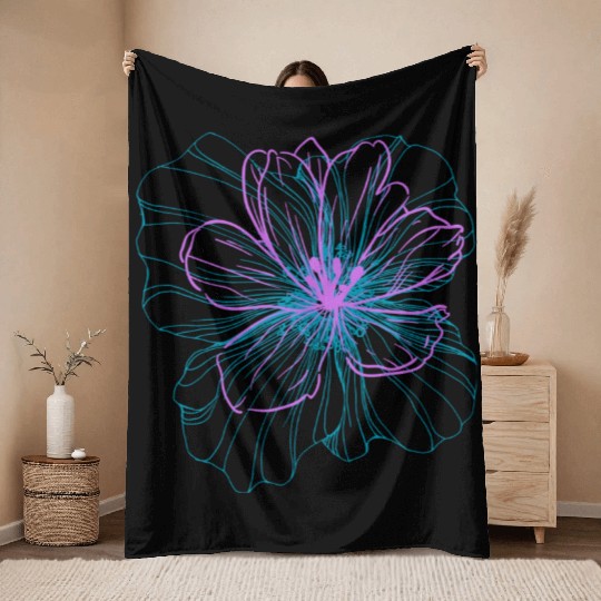 hibiscus flower Throw Blankets