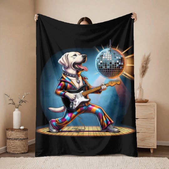Disco Labrador Retriever dog Throw Blankets