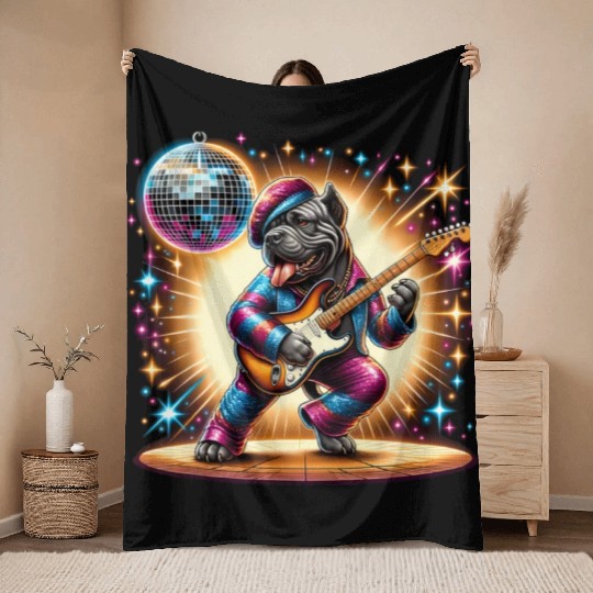 Disco Cane Corso dog Throw Blankets