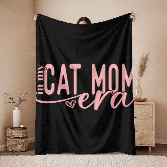 In My Cat Mom Era Pet Lover Throw Blankets