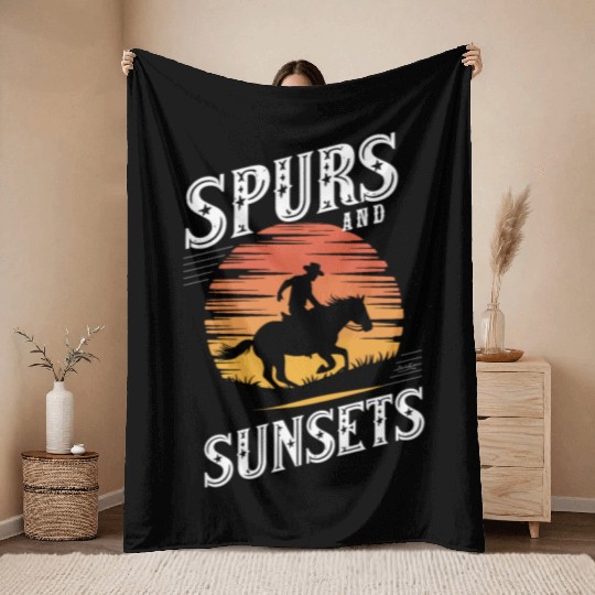 Cowboy Lifestyle Western Theme with Horses and Throw Blankets