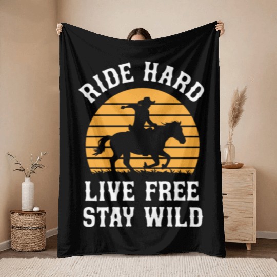 Cowboy Lifestyle Western Theme with Horses and Throw Blankets